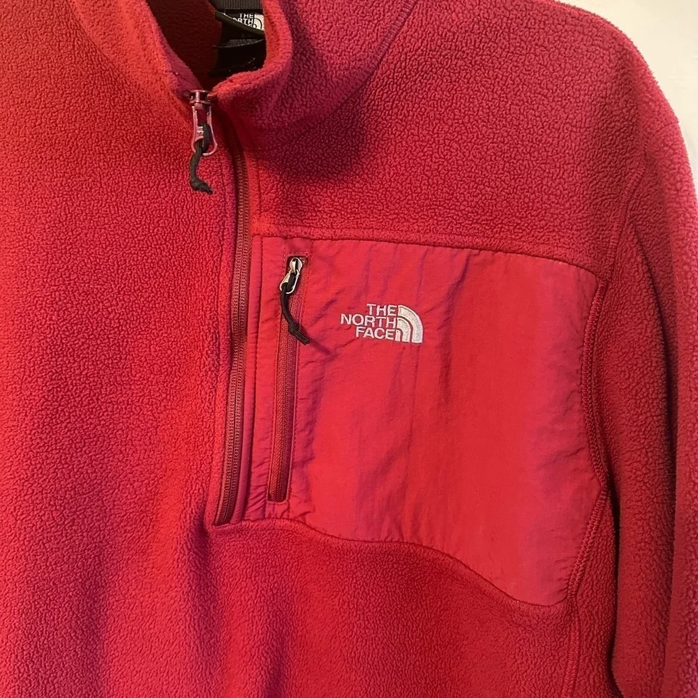 The North Face Classic Cozy Red Fleece 1/2 Zip Pullover Sz L